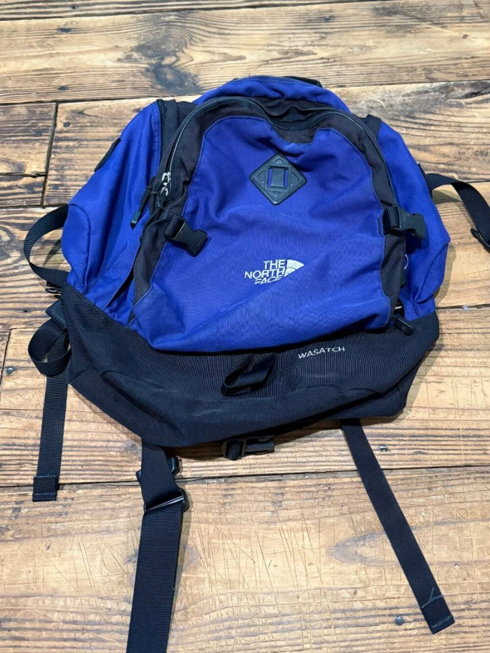 North Face Wasatch Backpack Purple Blue Hiking School Travel Bag VINTAGE 90s Y2K